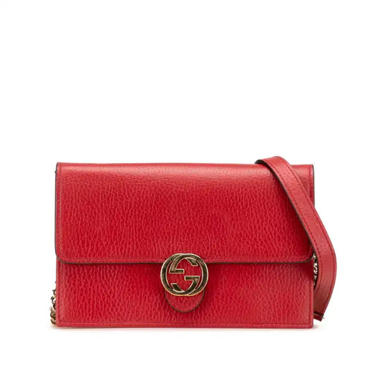 Gucci Leather Interlocking G Dollar Wallet on Chain