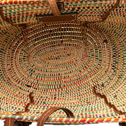 Prada Vitello Trimmed Raffia Paglia Basket Bag