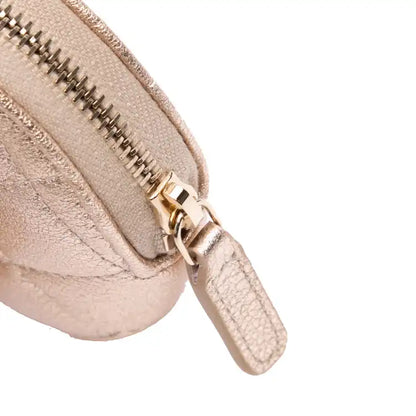 Chanel Metallic Quilted Lambskin Round Clip On Coin Purse Airpods Case