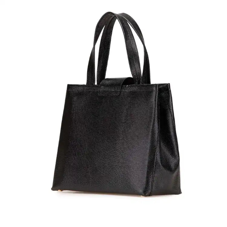 Ferragamo Embossed Lizard Leather Vara Bow Handbag