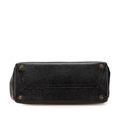 Ferragamo Embossed Lizard Leather Vara Bow Handbag