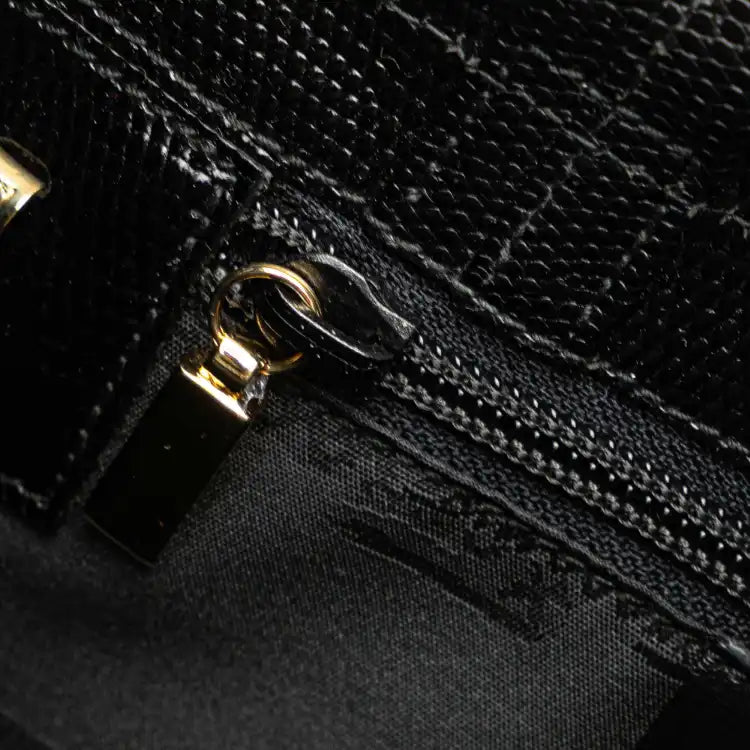 Ferragamo Embossed Lizard Leather Vara Bow Handbag