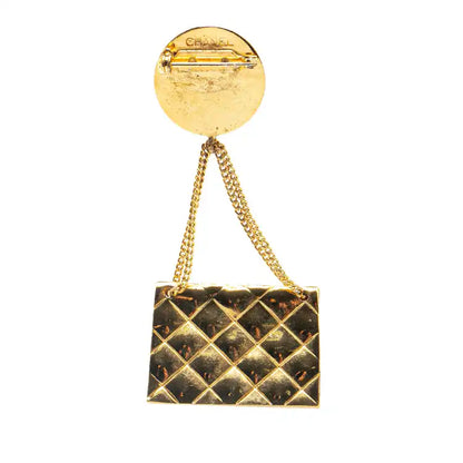 Chanel Gold Plated CC Quilted Flap Bag Brooch