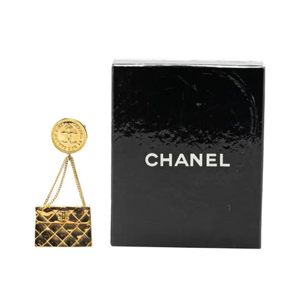Chanel Gold Plated CC Quilted Flap Bag Brooch