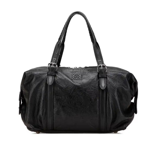 LOEWE Embossed Leather Canela Boston Bag