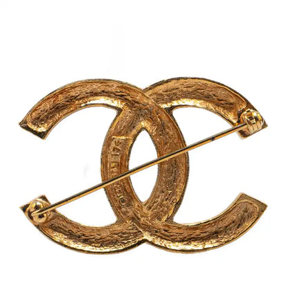 Chanel Gold Plated CC Crystal Brooch