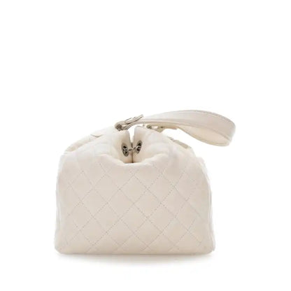 Chanel Small Quilted Caviar Flat Drawstring Chain Bucket Bag