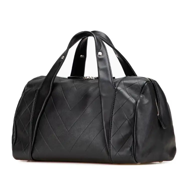 Chanel CC Chevron Quilted Lambskin Boston