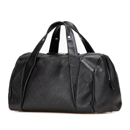 Chanel CC Chevron Quilted Lambskin Boston