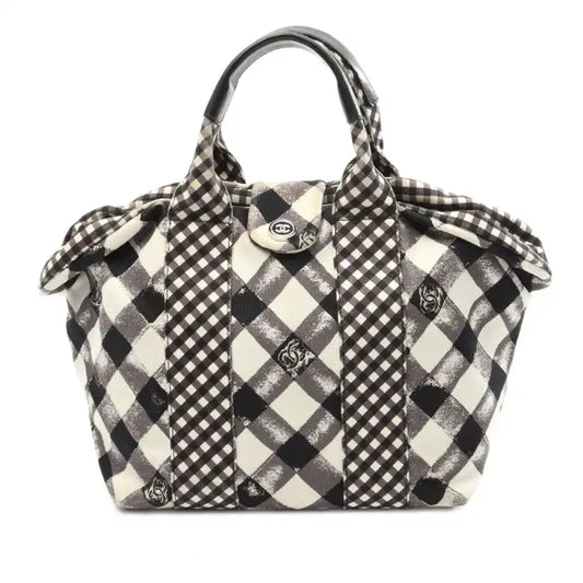 Chanel Small Canvas Printed CC Gingham Handbag