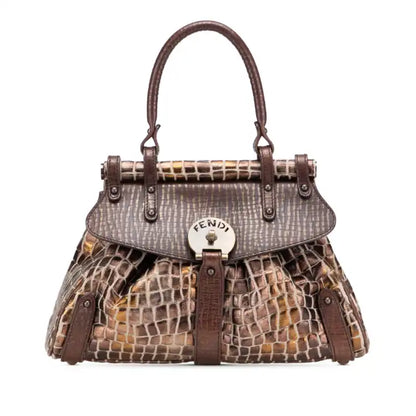 Fendi Small Croc Effect Canvas Magic Handbag