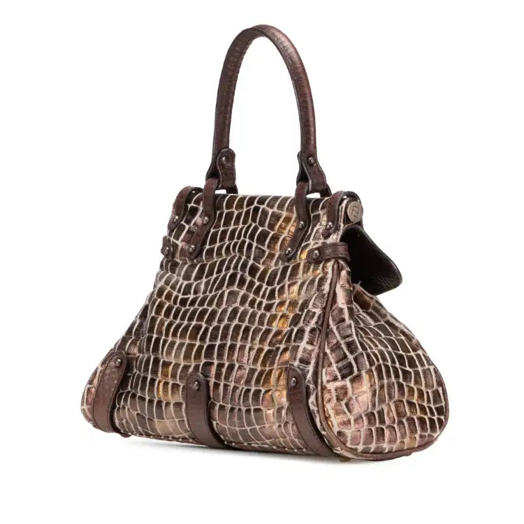 Fendi Small Croc Effect Canvas Magic Handbag