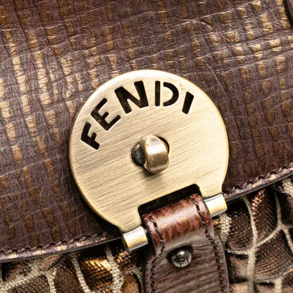 Fendi Small Croc Effect Canvas Magic Handbag