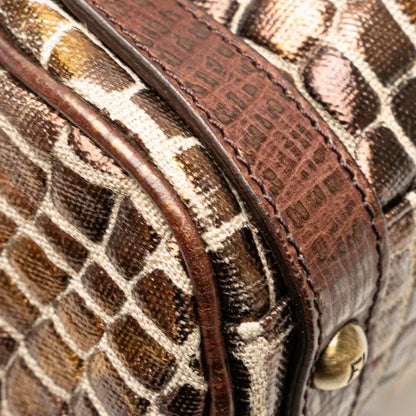 Fendi Small Croc Effect Canvas Magic Handbag