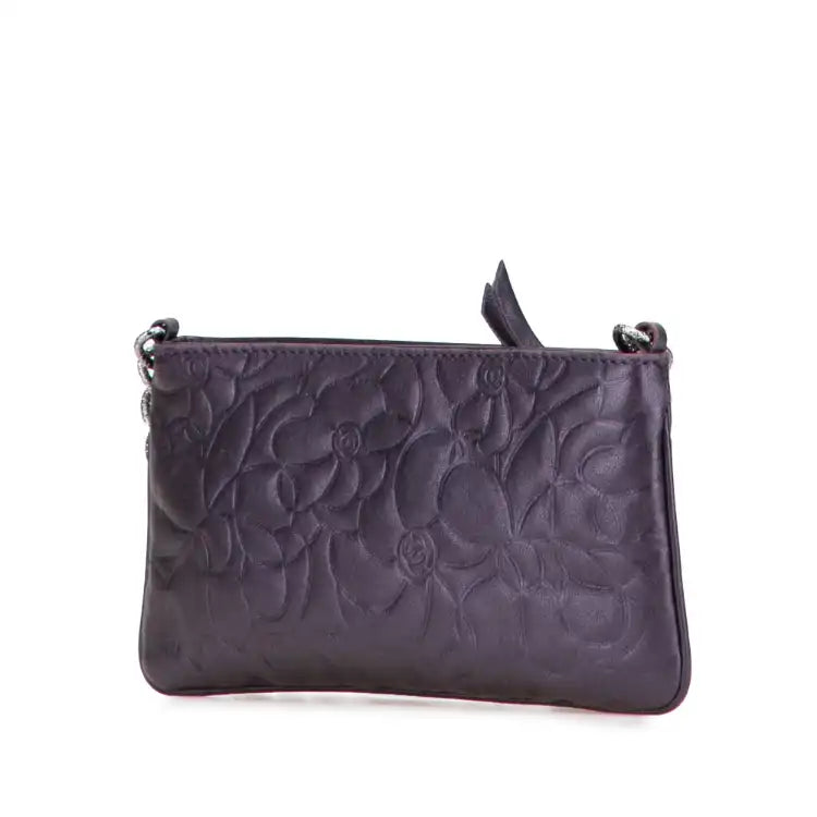 Chanel Embossed Lambskin Camellia Chain Pochette