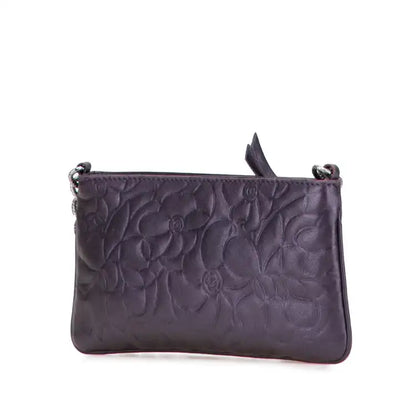 Chanel Embossed Lambskin Camellia Chain Pochette