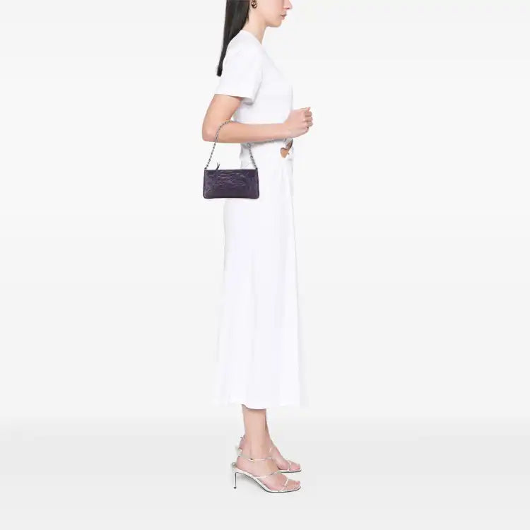 Chanel Embossed Lambskin Camellia Chain Pochette