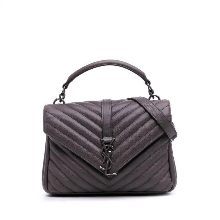 Saint Laurent Medium Quilted Chevron Sheepskin College Satchel