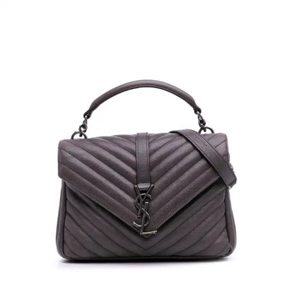Saint Laurent Medium Quilted Chevron Sheepskin College Satchel