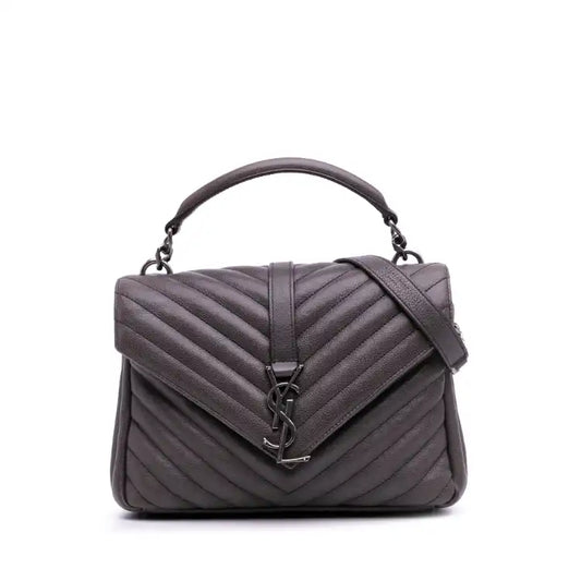 Saint Laurent Medium Quilted Chevron Sheepskin College Satchel