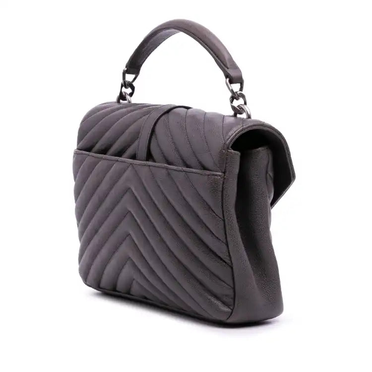 Saint Laurent Medium Quilted Chevron Sheepskin College Satchel