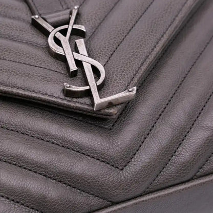 Saint Laurent Medium Quilted Chevron Sheepskin College Satchel
