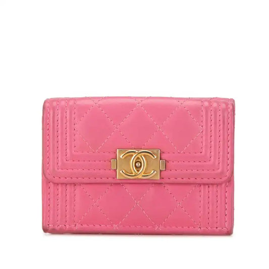 Chanel Lambskin Boy Flap Compact Wallet