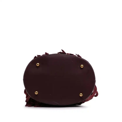Burberry House Check Canvas and Suede Fringe Bucket Bag