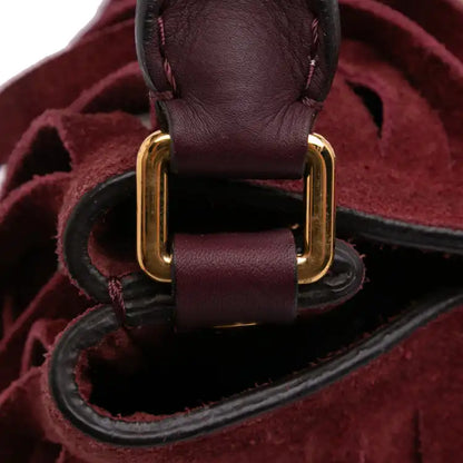 Burberry House Check Canvas and Suede Fringe Bucket Bag