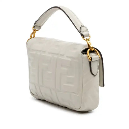 Fendi Mini Zucca Embossed Leather Baguette Satchel