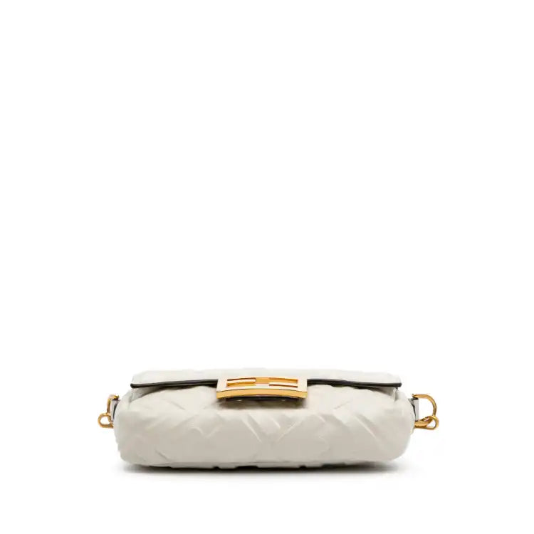 Fendi Mini Zucca Embossed Leather Baguette Satchel