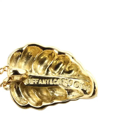 Tiffany 18K Yellow Gold Leaf Pendant Necklace