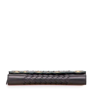 Bottega Veneta Nappa Intrecciato Grommet Scalloped Edge Long Wallet