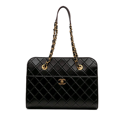 Chanel CC Quilted Calfskin Front Pocket Shopping Tote