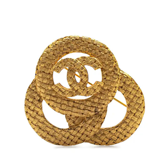Chanel Gold Plated CC Triple Circle Brooch