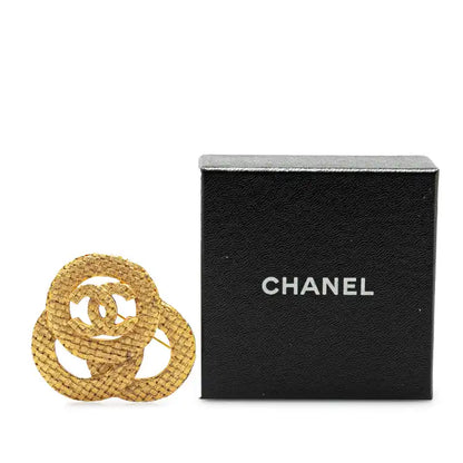 Chanel Gold Plated CC Triple Circle Brooch