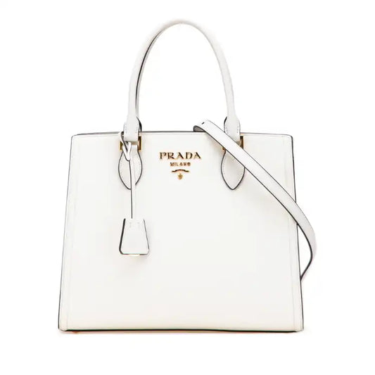 Prada Soft Calf Trimmed Saffiano Lux Satchel