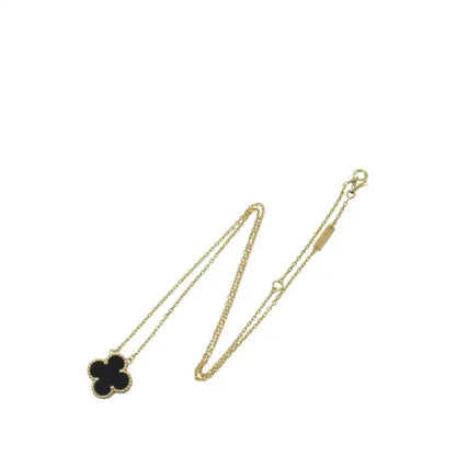 van cleef and arpels 18K Yellow Gold and Onyx Vintage Alhambra Pendant Necklace