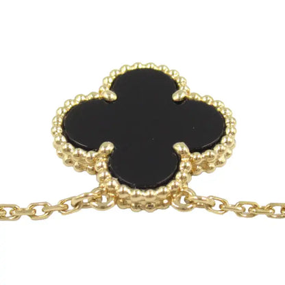 van cleef and arpels 18K Yellow Gold and Onyx Vintage Alhambra Pendant Necklace