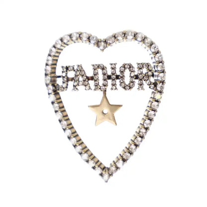 Dior Gold Plated Crystal JAdior Heart Brooch