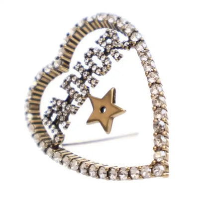Dior Gold Plated Crystal JAdior Heart Brooch