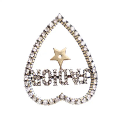 Dior Gold Plated Crystal JAdior Heart Brooch