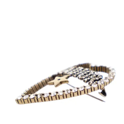 Dior Gold Plated Crystal JAdior Heart Brooch