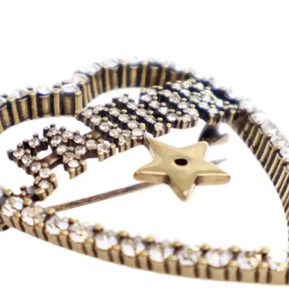 Dior Gold Plated Crystal JAdior Heart Brooch