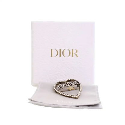 Dior Gold Plated Crystal JAdior Heart Brooch