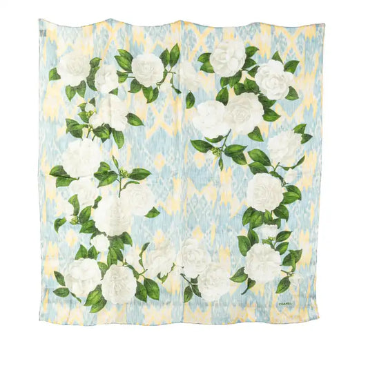 Chanel Camellia Printed Linen Scarf