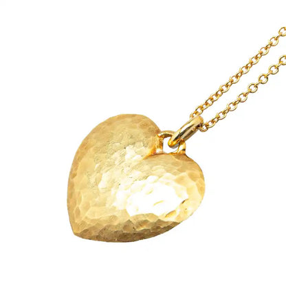 Tiffany Paloma Picasso 18K Yellow Gold Hammered Heart Pendant Necklace