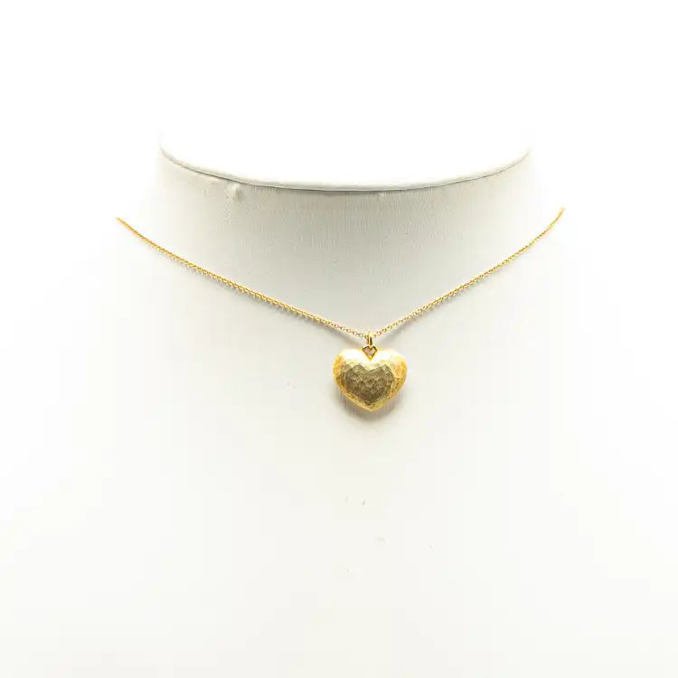 Tiffany Paloma Picasso 18K Yellow Gold Hammered Heart Pendant Necklace