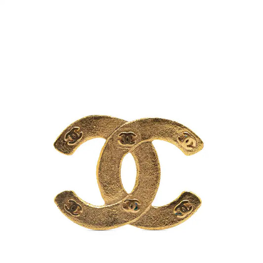 Chanel Gold Plated Embossed Mini CC Brooch