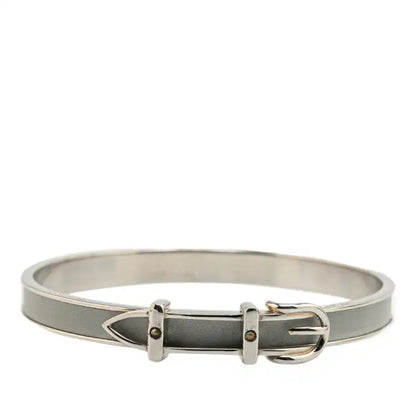 Hermès Palladium Plated Leather Belt Buckle Bangle